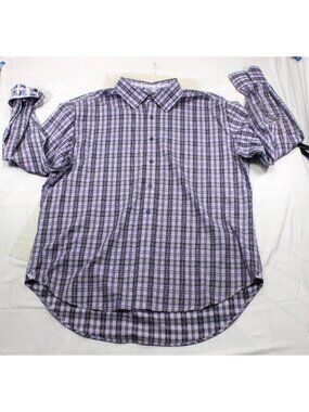 Robert‎ Graham Purple Plaid Long Sleeve Button Down Shirt Contrast Cuffs Mens XL
